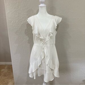 BCBGMaxAzria White Ruffle Tyrah Mini Dress Size 12